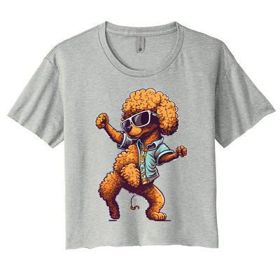 Funny Poodle Dog Miniature Poodle Toy Poodle Dance Dabbing Women's Crop Top Tee