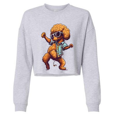 Funny Poodle Dog Miniature Poodle Toy Poodle Dance Dabbing Cropped Pullover Crew