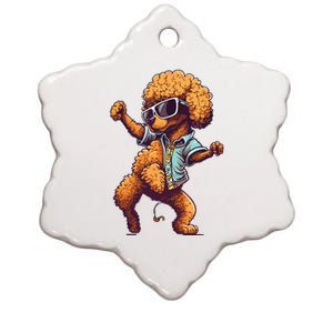 Funny Poodle Dog Miniature Poodle Toy Poodle Dance Dabbing Ceramic Star Ornament