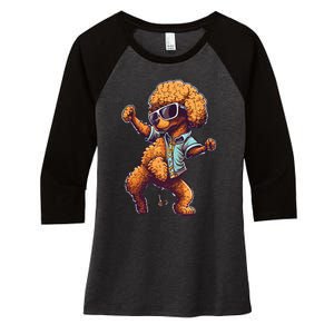 Funny Poodle Dog Miniature Poodle Toy Poodle Dance Dabbing Women's Tri-Blend 3/4-Sleeve Raglan Shirt