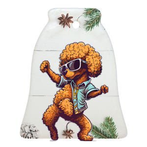 Funny Poodle Dog Miniature Poodle Toy Poodle Dance Dabbing Ceramic Bell Ornament