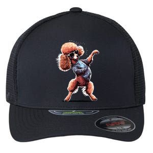 Funny Poodle Dog Miniature Poodle Toy Poodle Dance Dabbing Flexfit Unipanel Trucker Cap