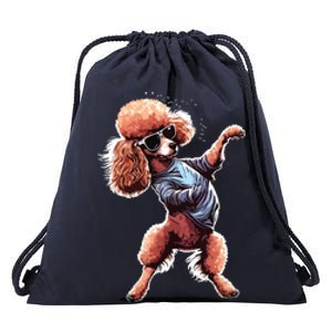 Funny Poodle Dog Miniature Poodle Toy Poodle Dance Dabbing Drawstring Bag