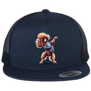 Funny Poodle Dog Miniature Poodle Toy Poodle Dance Dabbing Flat Bill Trucker Hat