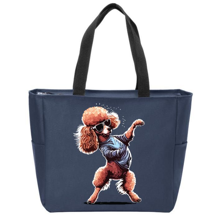 Funny Poodle Dog Miniature Poodle Toy Poodle Dance Dabbing Zip Tote Bag