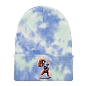 Funny Poodle Dog Miniature Poodle Toy Poodle Dance Dabbing Tie Dye 12in Knit Beanie