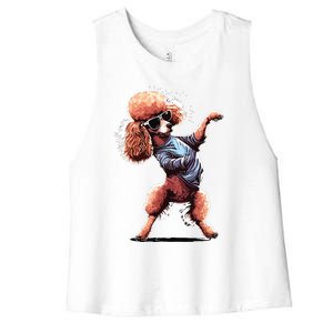 Funny Poodle Dog Miniature Poodle Toy Poodle Dance Dabbing Women's Racerback Cropped Tank