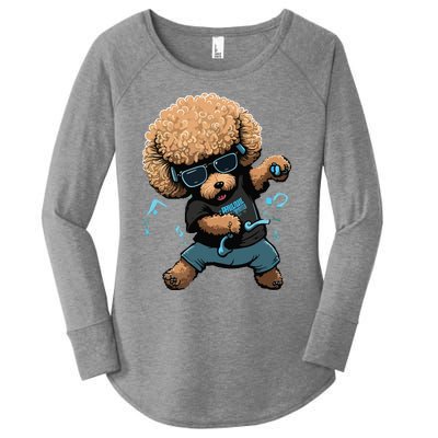 Funny Poodle Dog Miniature Poodle Toy Poodle Dance Dabbing Women's Perfect Tri Tunic Long Sleeve Shirt