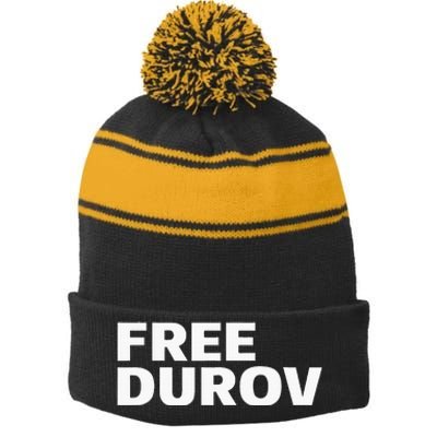 Free Pavel Durov Privacy Is Not A Crime Stripe Pom Pom Beanie