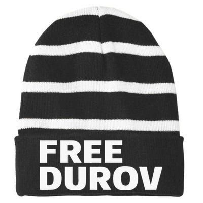 Free Pavel Durov Privacy Is Not A Crime Striped Beanie with Solid Band