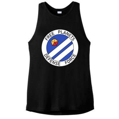 Free Planets Defense Force Insignia Corner Print Ladies PosiCharge Tri-Blend Wicking Tank