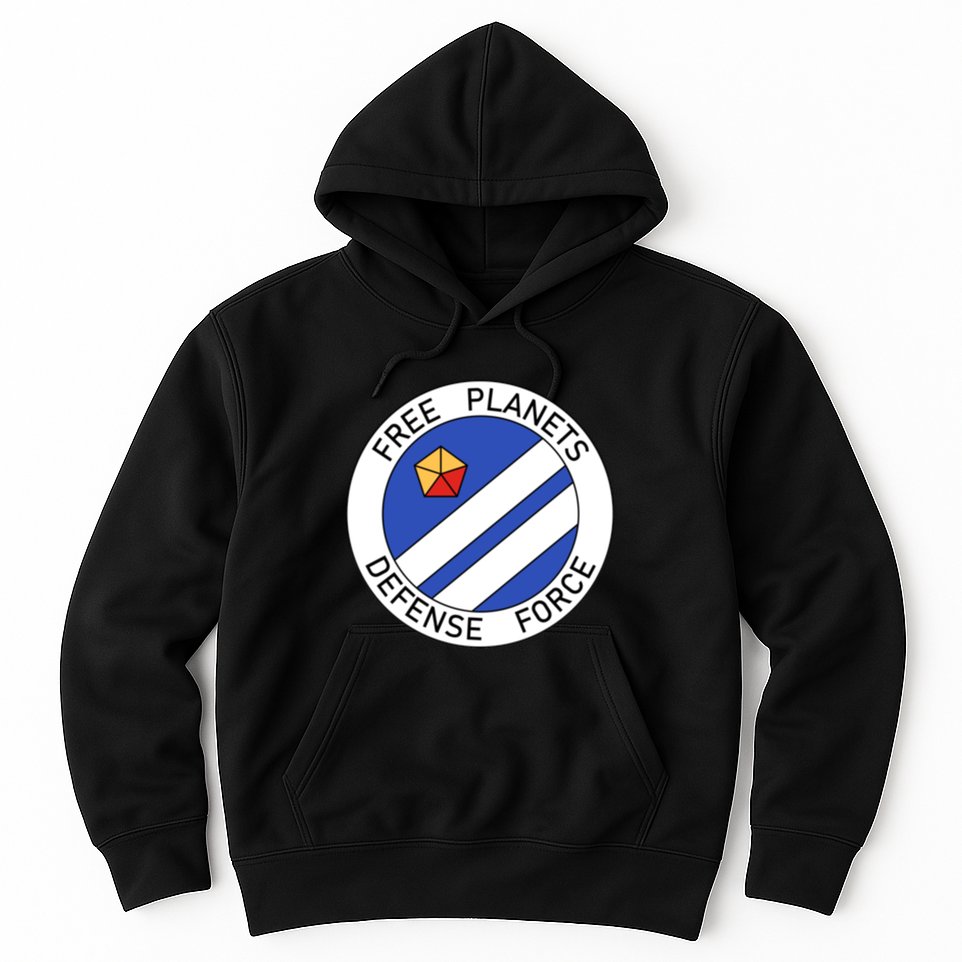Free Planets Defense Force Insignia Corner Print Hoodie