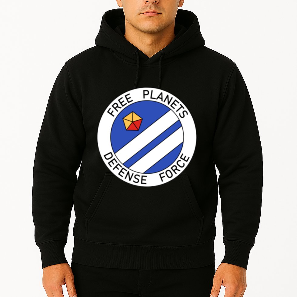 Free Planets Defense Force Insignia Corner Print Hoodie