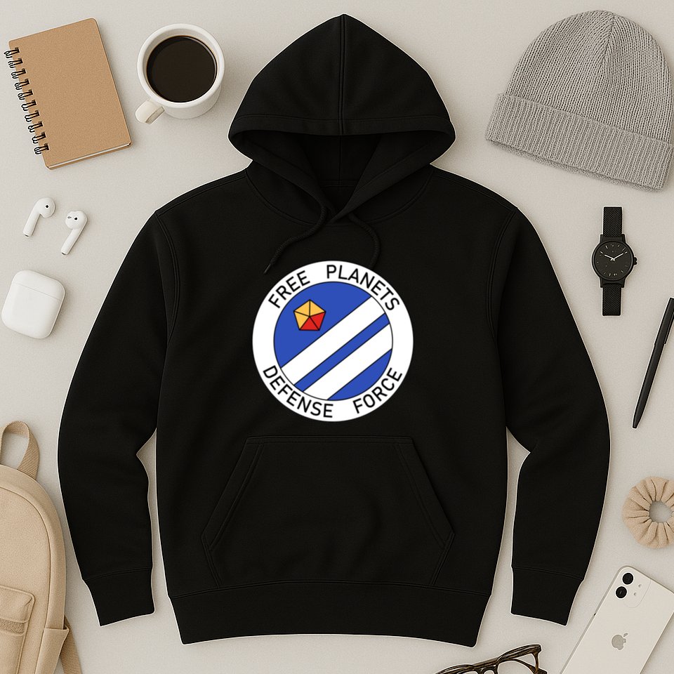 Free Planets Defense Force Insignia Corner Print Hoodie