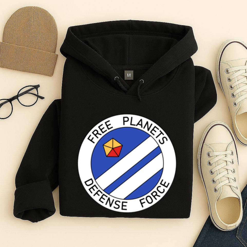 Free Planets Defense Force Insignia Corner Print Hoodie