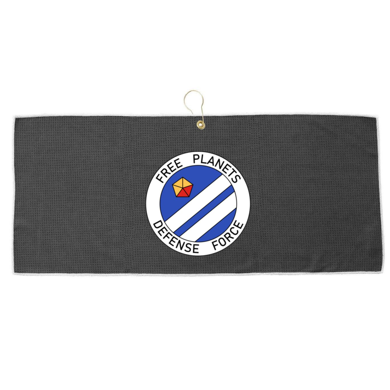 Free Planets Defense Force Insignia Corner Print Large Microfiber Waffle Golf Towel