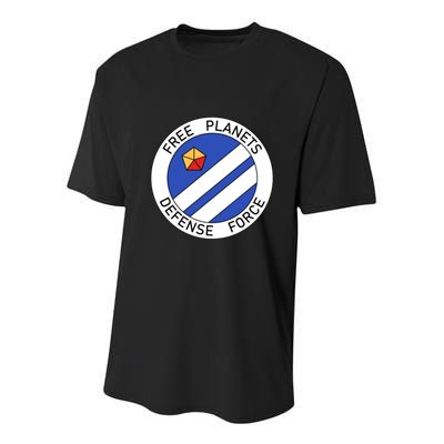 Free Planets Defense Force Insignia Corner Print Youth Performance Sprint T-Shirt