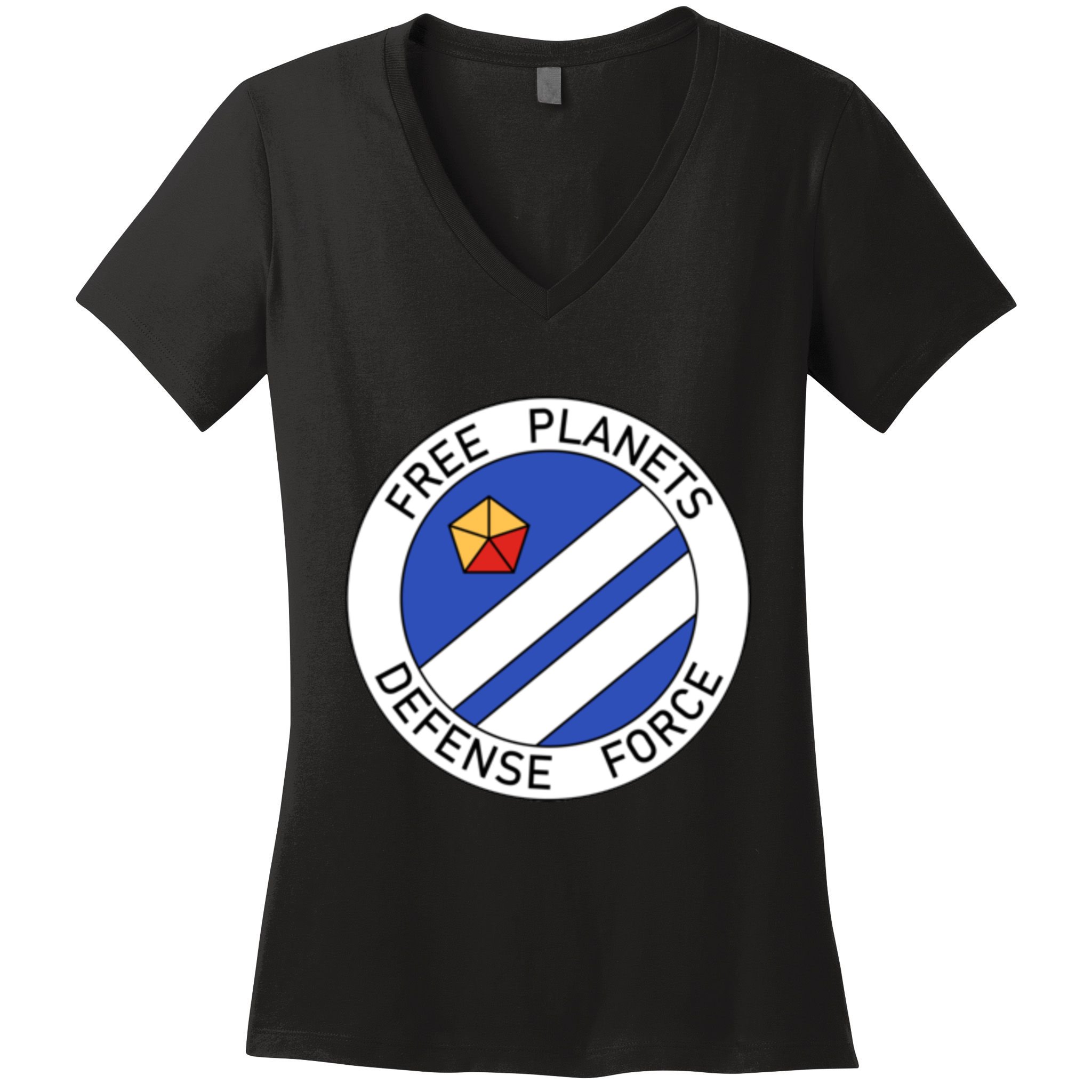 Free Planets Defense Force Insignia Corner Print Women's V-Neck T-Shirt