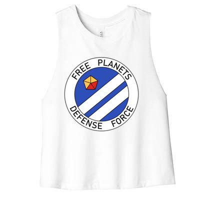 Free Planets Defense Force Insignia Corner Print Women's Racerback Cropped Tank