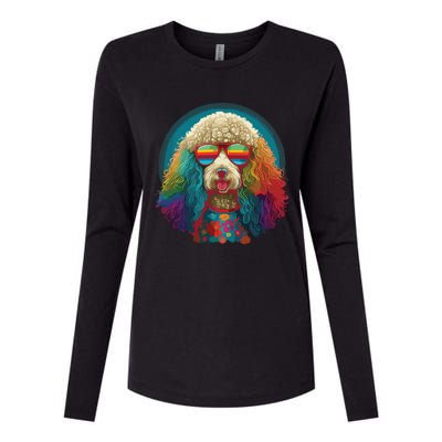 Funny Poodle Dog Miniature Poodle Toy Poodle Hippie Womens Cotton Relaxed Long Sleeve T-Shirt