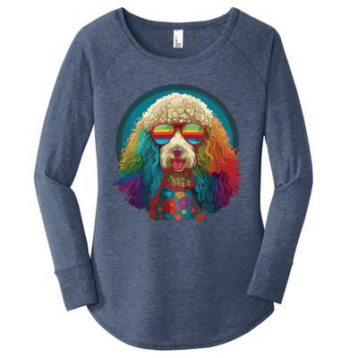 Funny Poodle Dog Miniature Poodle Toy Poodle Hippie Women's Perfect Tri Tunic Long Sleeve Shirt