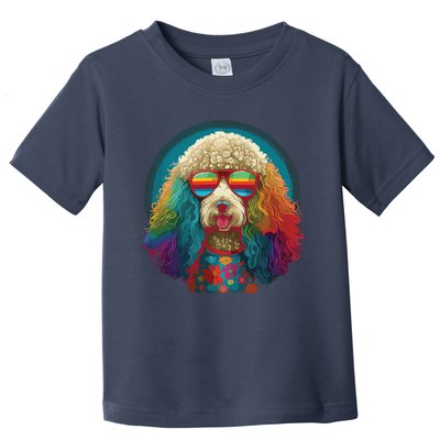 Funny Poodle Dog Miniature Poodle Toy Poodle Hippie Toddler T-Shirt