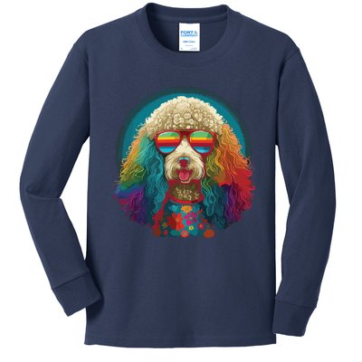 Funny Poodle Dog Miniature Poodle Toy Poodle Hippie Kids Long Sleeve Shirt