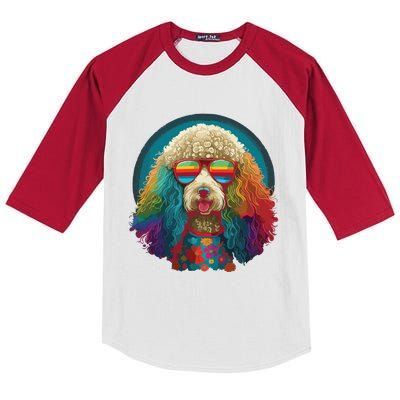 Funny Poodle Dog Miniature Poodle Toy Poodle Hippie Kids Colorblock Raglan Jersey