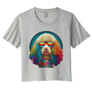 Funny Poodle Dog Miniature Poodle Toy Poodle Hippie Women's Crop Top Tee