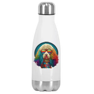 Funny Poodle Dog Miniature Poodle Toy Poodle Hippie Stainless Steel Insulated Water Bottle