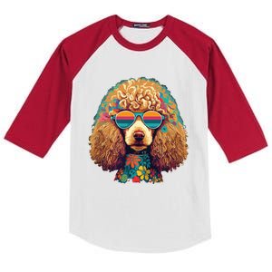 Funny Poodle Dog Miniature Poodle Toy Poodle Hippie Kids Colorblock Raglan Jersey