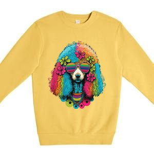 Funny Poodle Dog Miniature Poodle Toy Poodle Hippie Premium Crewneck Sweatshirt