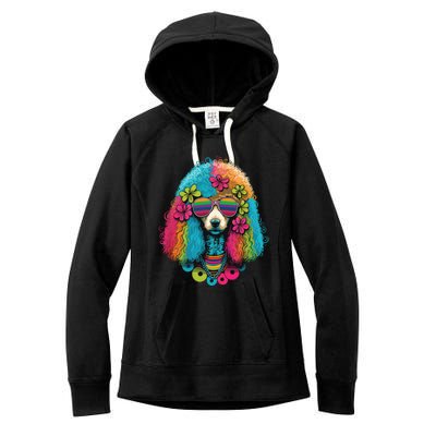 Funny Poodle Dog Miniature Poodle Toy Poodle Hippie Women's Fleece Hoodie