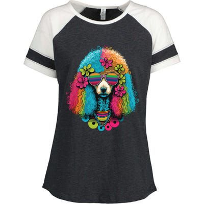 Funny Poodle Dog Miniature Poodle Toy Poodle Hippie Enza Ladies Jersey Colorblock Tee