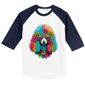 Funny Poodle Dog Miniature Poodle Toy Poodle Hippie Baseball Sleeve Shirt