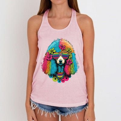 Funny Poodle Dog Miniature Poodle Toy Poodle Hippie Women's Knotted Racerback Tank