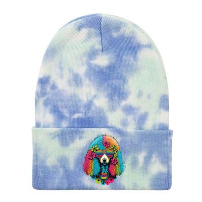 Funny Poodle Dog Miniature Poodle Toy Poodle Hippie Tie Dye 12in Knit Beanie