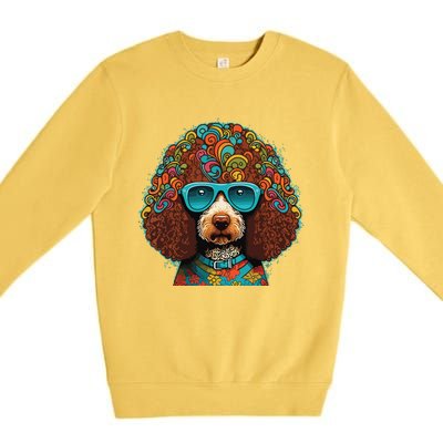 Funny Poodle Dog Miniature Poodle Toy Poodle Hippie Premium Crewneck Sweatshirt