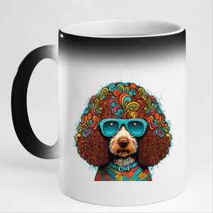 Funny Poodle Dog Miniature Poodle Toy Poodle Hippie 11oz Black Color Changing Mug