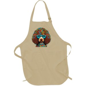 Funny Poodle Dog Miniature Poodle Toy Poodle Hippie Full-Length Apron With Pockets