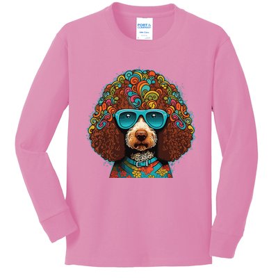 Funny Poodle Dog Miniature Poodle Toy Poodle Hippie Kids Long Sleeve Shirt