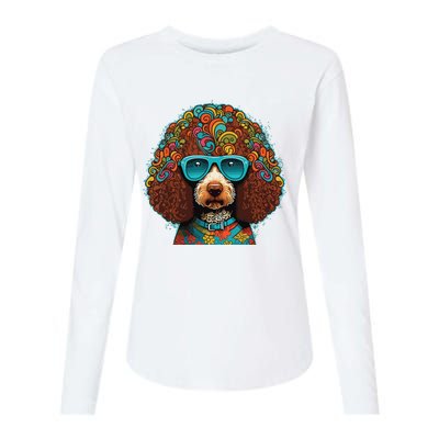 Funny Poodle Dog Miniature Poodle Toy Poodle Hippie Womens Cotton Relaxed Long Sleeve T-Shirt