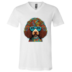 Funny Poodle Dog Miniature Poodle Toy Poodle Hippie V-Neck T-Shirt