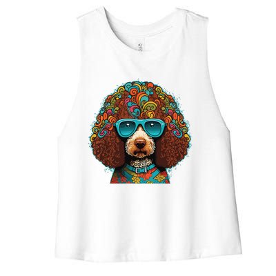 Funny Poodle Dog Miniature Poodle Toy Poodle Hippie Women's Racerback Cropped Tank