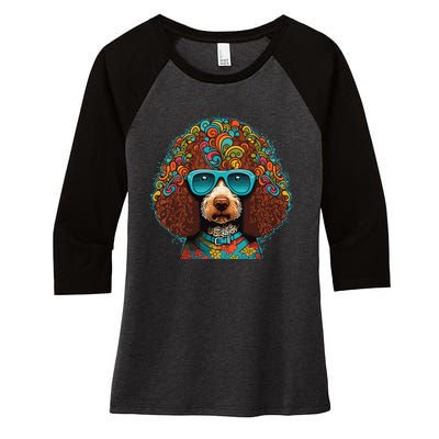 Funny Poodle Dog Miniature Poodle Toy Poodle Hippie Women's Tri-Blend 3/4-Sleeve Raglan Shirt