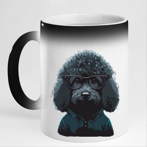 Funny Poodle Dog Miniature Poodle Toy Poodle Hipster 11oz Black Color Changing Mug