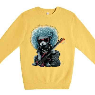 Funny Poodle Dog Miniature Poodle Toy Poodle Retro Sunset Premium Crewneck Sweatshirt