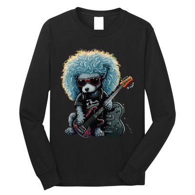 Funny Poodle Dog Miniature Poodle Toy Poodle Retro Sunset Long Sleeve Shirt