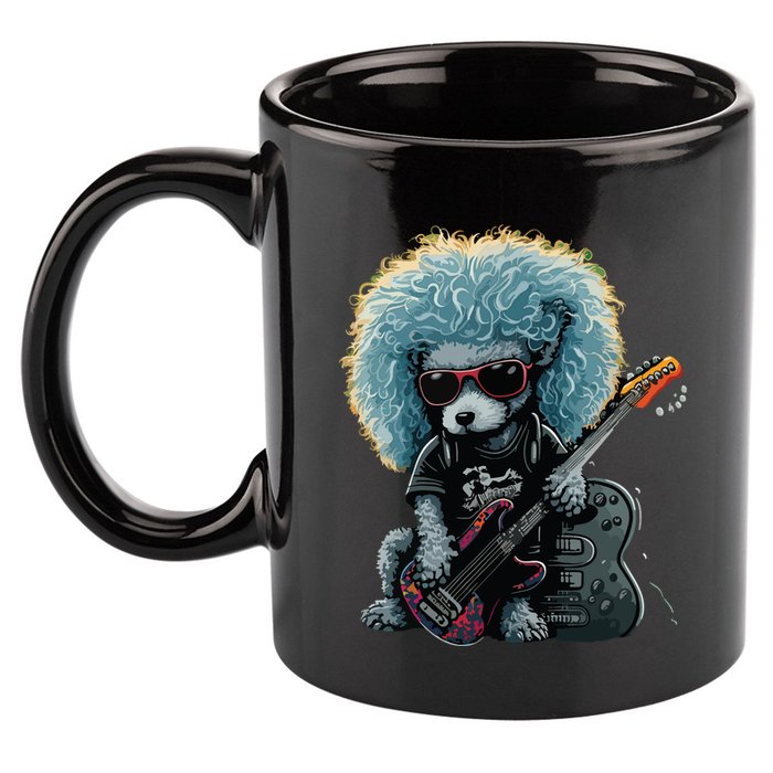 Funny Poodle Dog Miniature Poodle Toy Poodle Retro Sunset 11oz C Handle Ceramic Mug