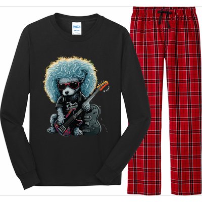 Funny Poodle Dog Miniature Poodle Toy Poodle Retro Sunset Long Sleeve Pajama Set